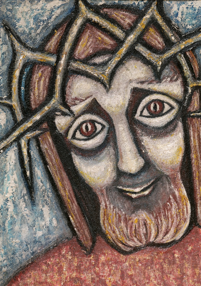 Brustbild des Dornengekrönten. © Hildegard Hendrichs (Bild) / Peter Weidemann (Foto). In: Pfarrbriefservice.de